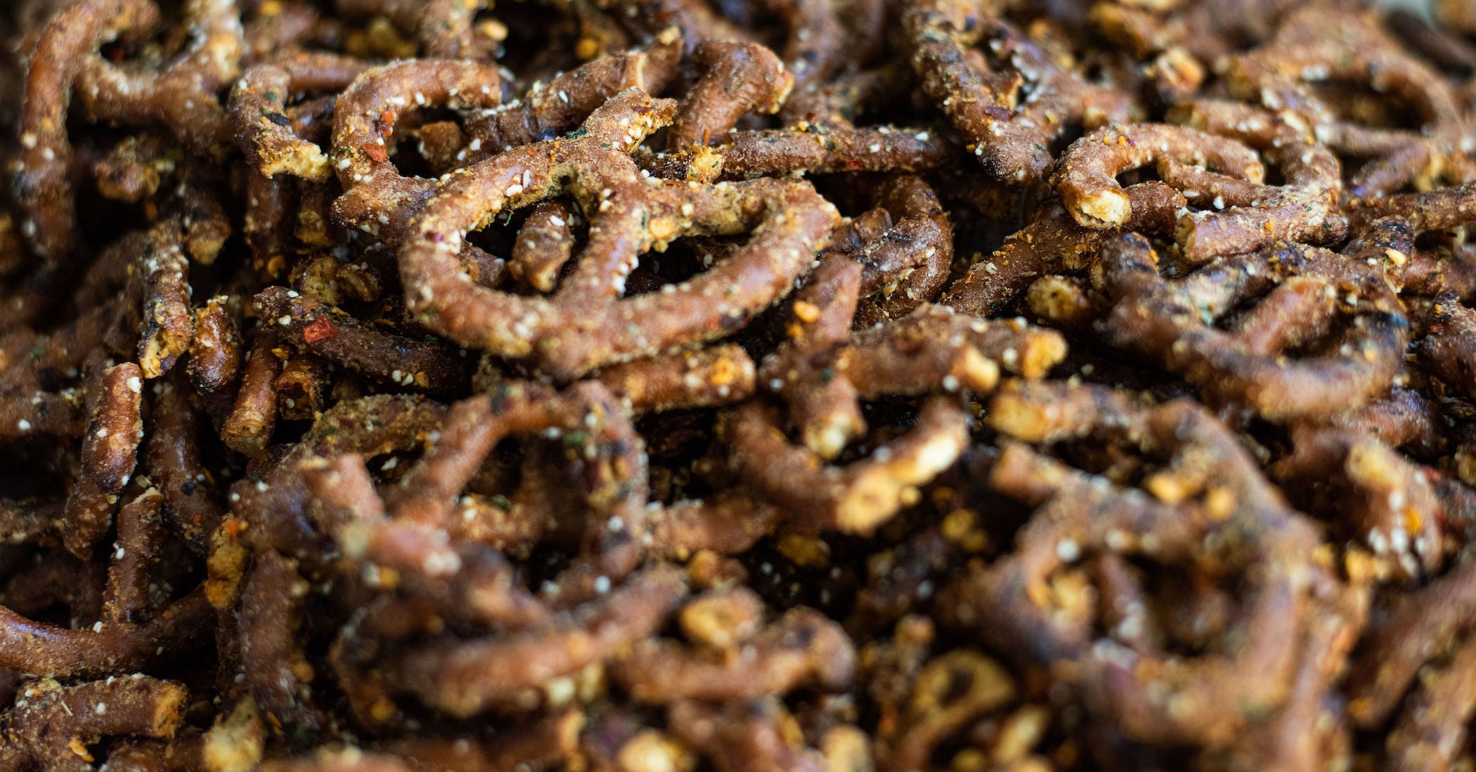 Pile of pretzels seasoned with "OG" spices